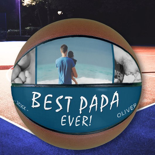 Beste Papa Ever Blue 3 Foto Collage Basketball