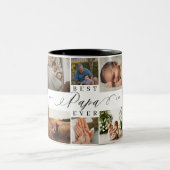 Beste Papa Ever Elegantes Script 8 FotoCollage Zweifarbige Tasse (Mittel)