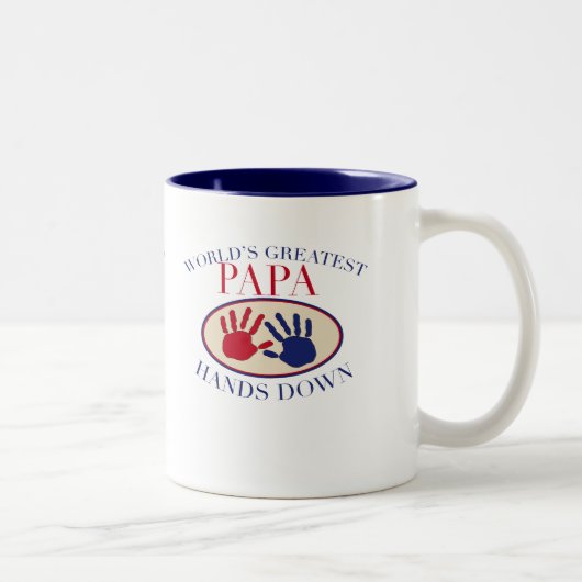 Beste Papa-Hände unten Zweifarbige Tasse (Rechts)