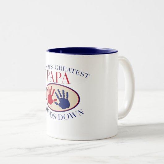 Beste Papa-Hände unten Zweifarbige Tasse (VorderseiteRechts)