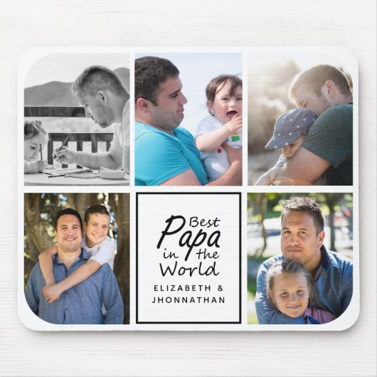 Beste Papa in der Welt Moderne, einfache Foto Coll Mousepad (Vorne)
