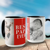Beste Papa je 2 Foto Collage Rot Tasse