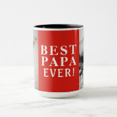 Beste Papa je 2 Foto Collage Rot Tasse (Zentrum)