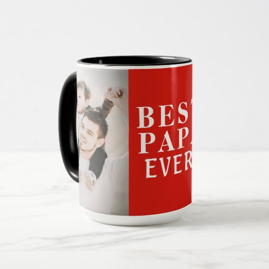 Beste Papa je 2 Foto Collage Rot Tasse (Vorderseite Links)