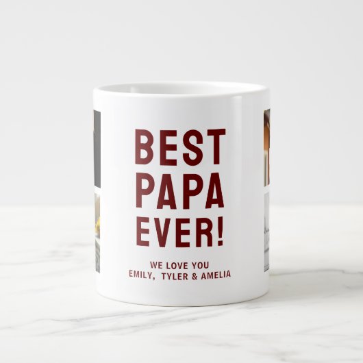 Beste Papa je 4 FotoCollage Jumbo-Tasse (Vorderseite)