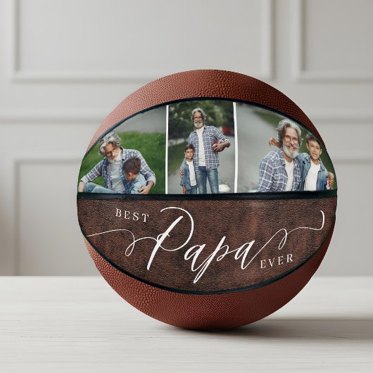 Beste Papa je Leder Väter Tag FotoCollage Basketball