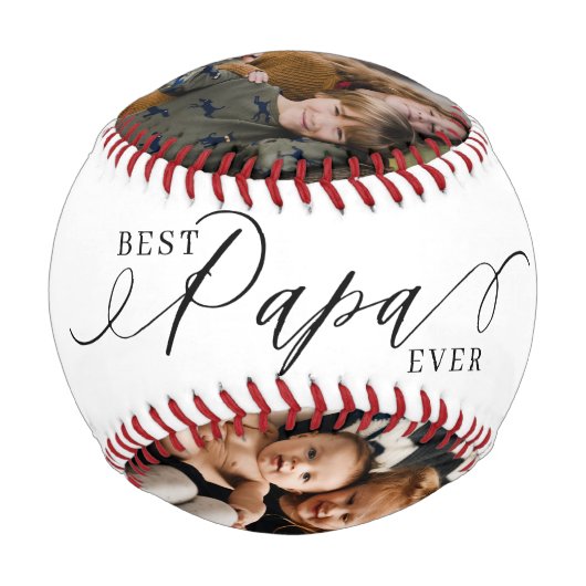 Beste Papa je Script Vathers Day Foto Collage Baseball (Rückseite)