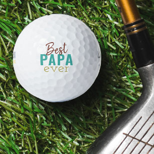 Beste Papa-je-Turquoise-Rust und Gold-Typografie Golfball