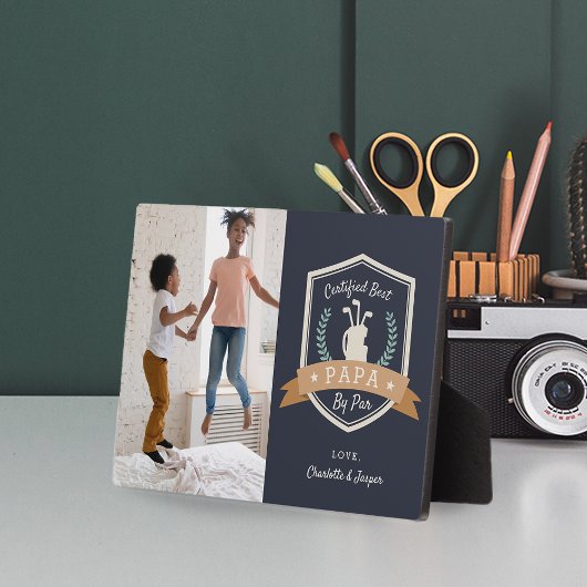 Beste Papa nach Par | Golf Opa Foto Fotoplatte