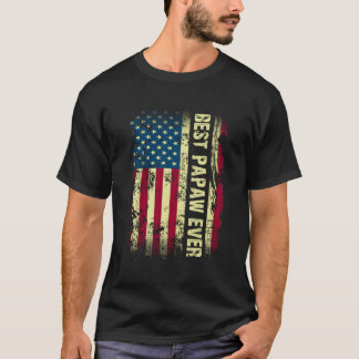 Beste Papaw-jemals-Vintage amerikanische Flaggen-G T-Shirt