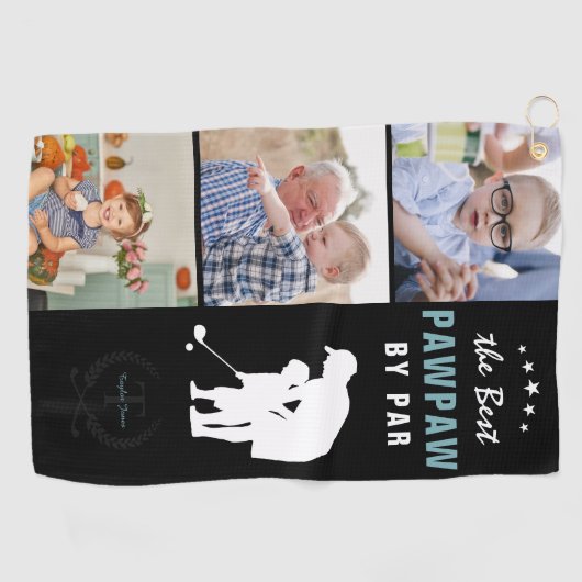 Beste Pawpaw nach Par | Monogramm-FotoCollage Golfhandtuch (Horizontal)