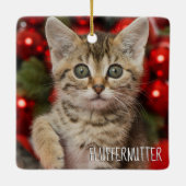 Beste Personalisierte Bildkat Kitten + Name Foto Keramikornament (Rückseite)
