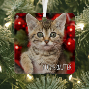 Beste personalisierte Fotokatze Kätzchen + Name Fo Ornament Aus Metall