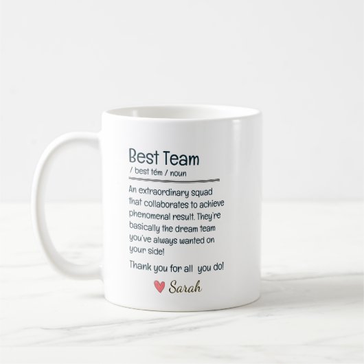 Beste Personalisierte Teamwertschätzung Kaffeetasse (Links)