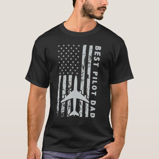Beste Pilot Vater American Flag Flugzeuge Fliege F T-Shirt (Vorderseite)