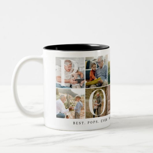 Beste Pop je, 10 Foto Grid Geschenk für Großvater Zweifarbige Tasse (Links)