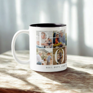 Beste Pop je, 10 Foto Grid Geschenk für Großvater Zweifarbige Tasse