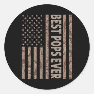 Beste Pop je US-amerikanische Flagge Funny Opa Fat Runder Aufkleber