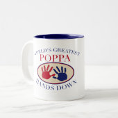 Beste Poppa-Hände unten Zweifarbige Tasse (Vorderseite Links)