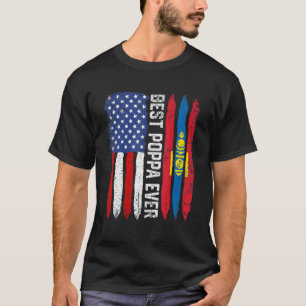 Beste Poppa je Vatertag Mongolei - USA Flaggenret T-Shirt