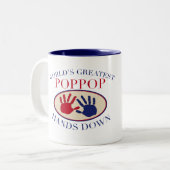 Beste PopPop Hände unten Zweifarbige Tasse (Vorderseite Links)