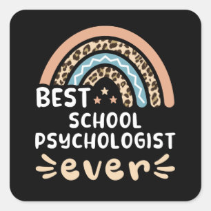 Beste Psychologin der Schule je Leopard Rainbow Gi Quadratischer Aufkleber