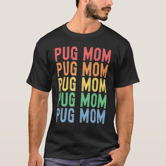 Beste Pug-Mutter Aller Retro-Pug-Hundemutter Ich L T-Shirt (Vorderseite)