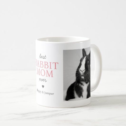 Beste Rabbit-Mama je Fotomaterial mit rosa Text Kaffeetasse (VorderseiteRechts)