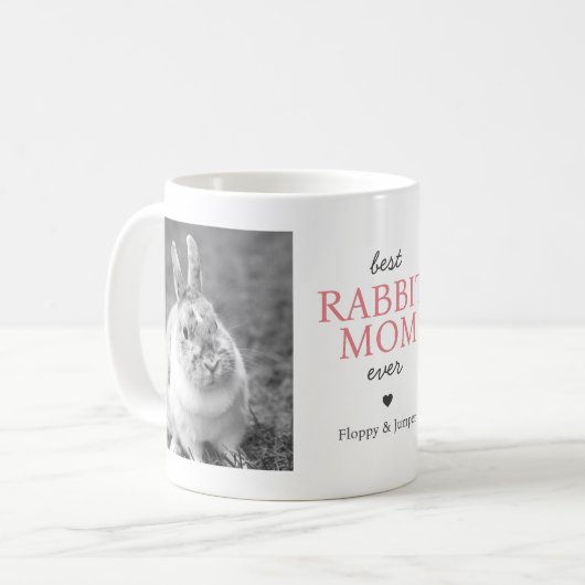 Beste Rabbit-Mama je Fotomaterial mit rosa Text Kaffeetasse (Vorderseite Links)