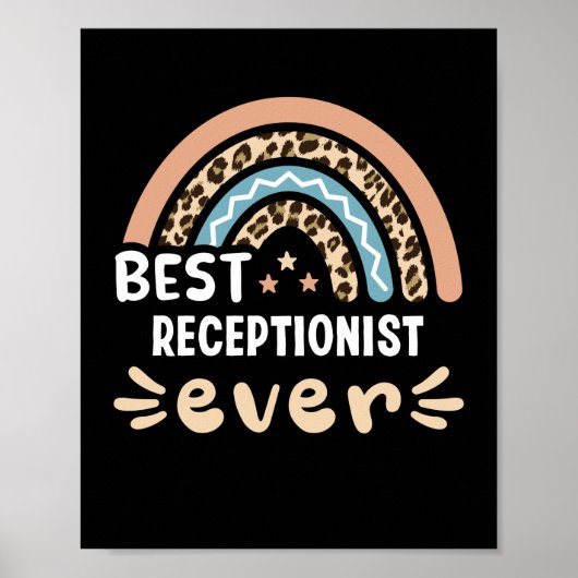 Beste Rezeptionistin je Leopard Rainbow Gift Mama Poster (Vorne)