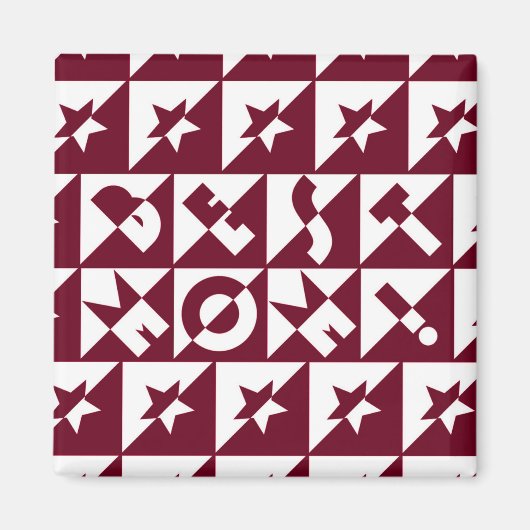 Beste Rot-Weiß-Mama mit Sternen Magnet (Vorne)