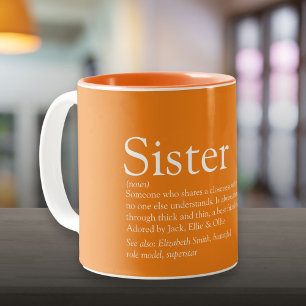 Beste Schwester aller Zeiten Definition Orange Zweifarbige Tasse