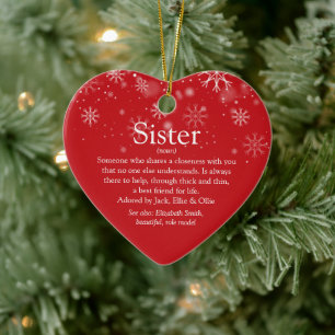 Beste Schwester aller Zeiten Weihnachtsdefinition Keramik Ornament