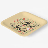 Beste Schwester Elegante Blumendesign Pappteller (Gewinkelt)