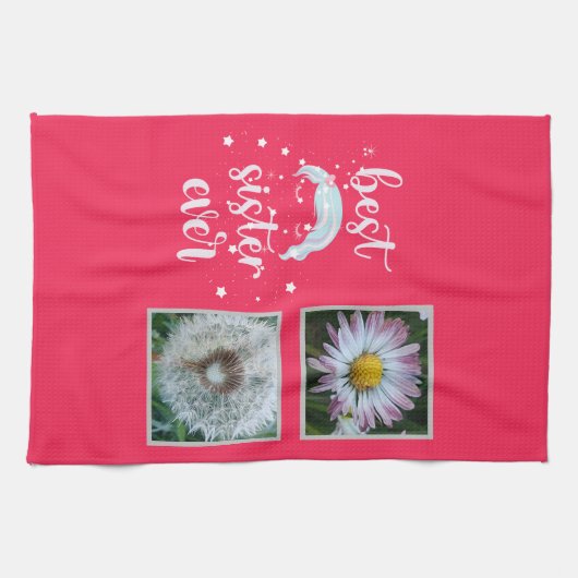 Beste Schwester-Fotovorlage Geschirrtuch (Horizontal)