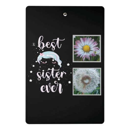 Beste Schwester-Fotovorlage Mini Klemmbrett (Rückseite)
