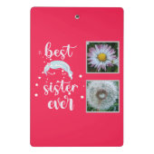 Beste Schwester-Fotovorlage Mini Klemmbrett (Rückseite)