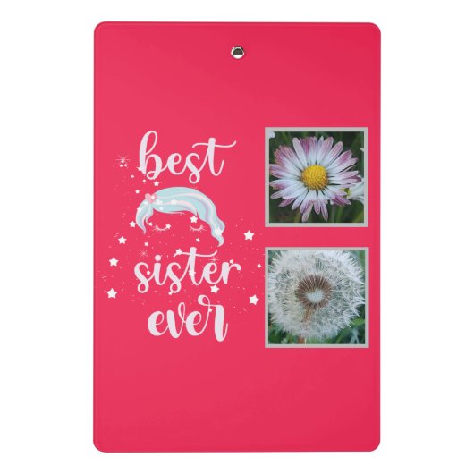 Beste Schwester-Fotovorlage Mini Klemmbrett (Rückseite)