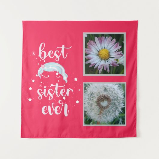 Beste Schwester-Fotovorlage Wandteppich (Vorderseite)
