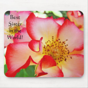 Beste Schwester in der Welt! mousepad Rosen-Blume