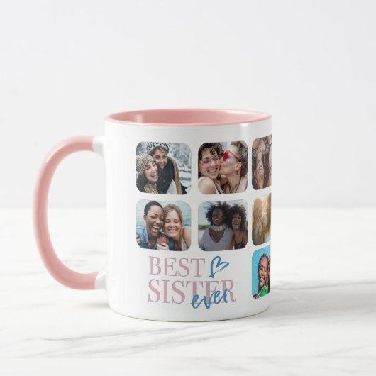 Beste Schwester je 14 FotoCollage Tasse (Links)