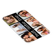 Beste Schwester je 6 Foto Collage Schwarz und Weiß Magnet (Rechte Seite)