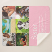 Beste Schwester je 6 FotoCollage Modernes Rosa Sherpadecke (Vorderseite (Horizontal))