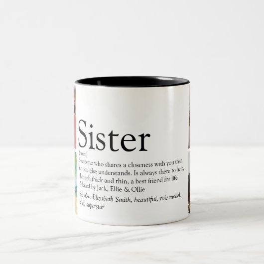 Beste Schwester je Definition 4 FotoCollage Zweifarbige Tasse (Mittel)