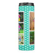 Beste Schwester je Foto Collage Türkis und Weiß Thermosbecher (Rückseite)