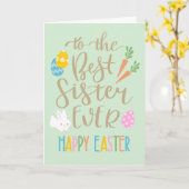 Beste Schwester je glückliche Ostertypografie Karte (Gelbe Blume)