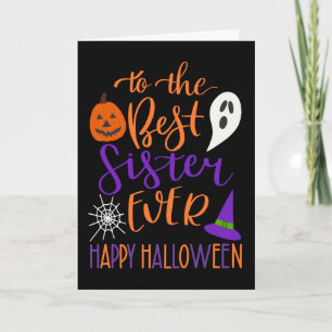 Beste Schwester je Halloween in Orange und Lila Karte