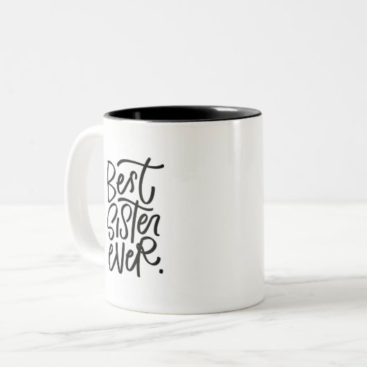Beste Schwester je handlettered Two-Tone-Kaffee-Ta Zweifarbige Tasse (Vorderseite Links)