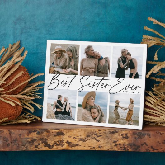 'Beste Schwester je' Keepake FotoCollage Fotoplatte (Seite)