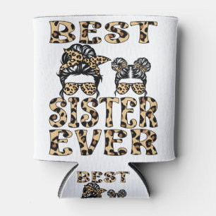 Beste Schwester je Leopard Karierter Muttertag Dosenkühler